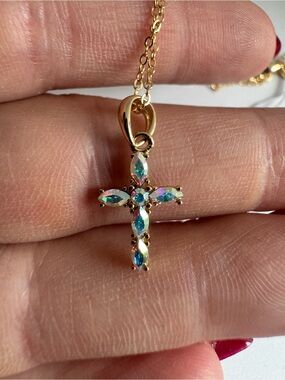 14K Gold Plated Sterling Silver Cross Pendant Necklace